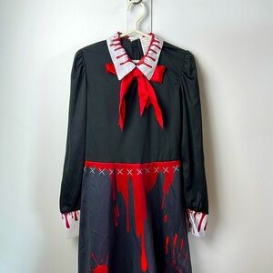 HALLOWEEN Black and Bloody Red Costume Dress with Bow